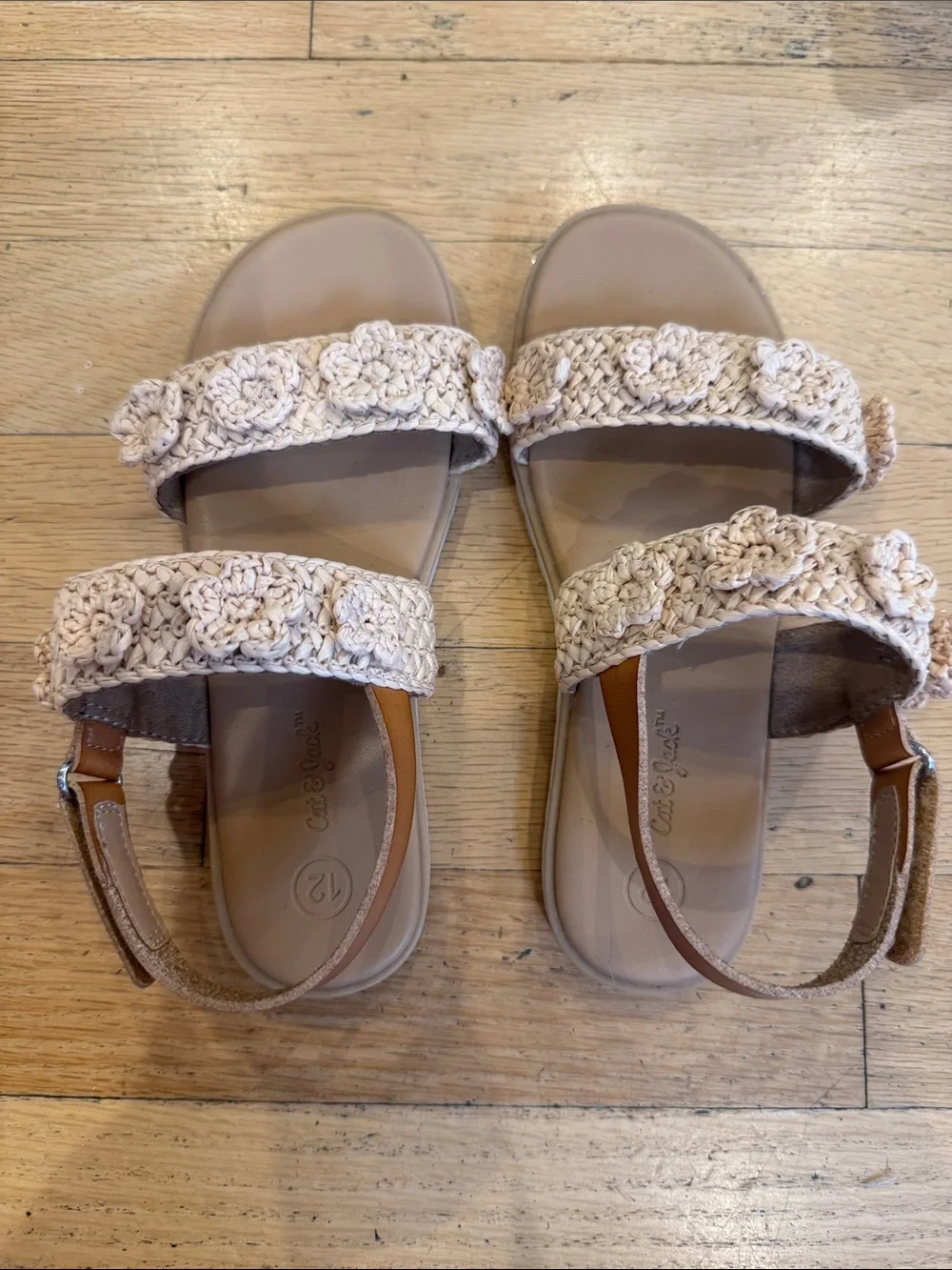 Cat & Jack Cream Crochet Flower Strap Sandals